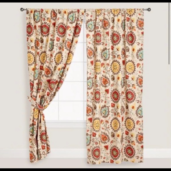 Cost Plus World Market | Accents | 3 Suzani Medallion Jacobean Curtain ...